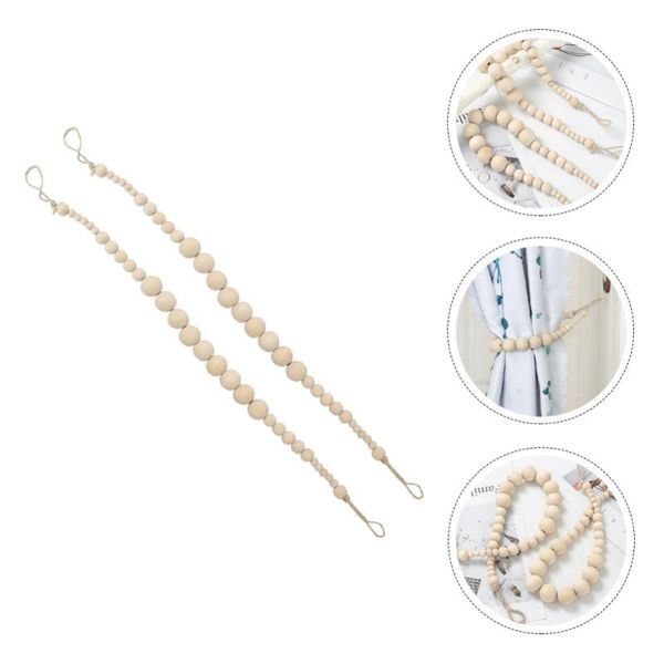 

curtain & drapes 2pcs wooden bead tieback natural multi-functional