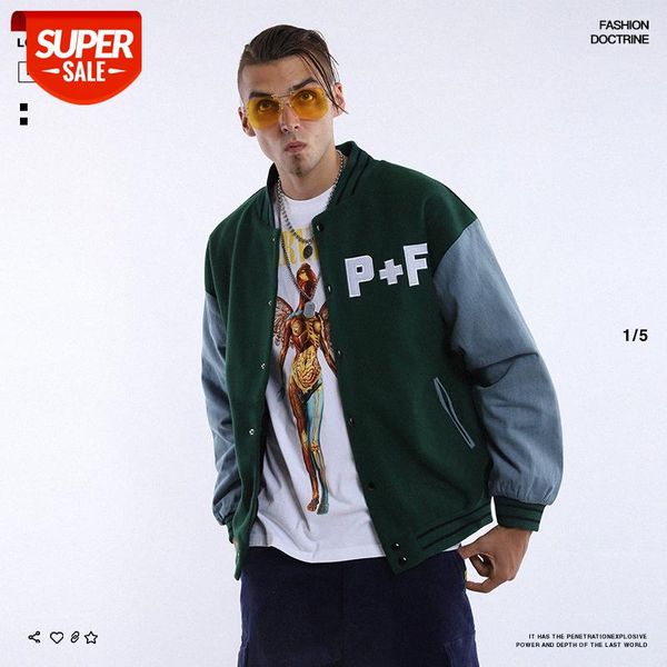 

men's letter cross print warm jacket baseball wear padded #rp7g, Black;brown