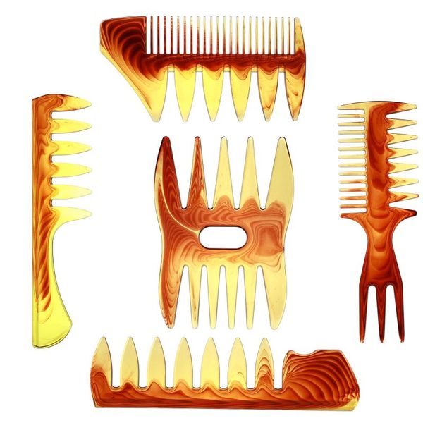 

hair brushes 5pcs salon styling combs cutting wide tooth hairdressing, Silver
