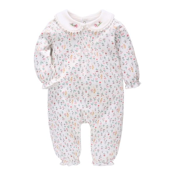 

vlinder baby girl clothes girl rompers spring autumn new born clothes pure cotton flower printing rompers infant rompers 6m~24m 210317, Blue
