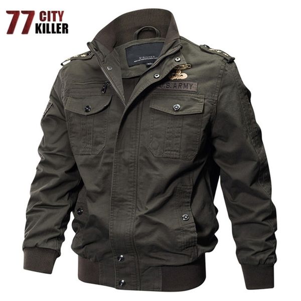 

77city killer military pilot jackets men bomber cotton coat tactical army male casual air force flight size m-6xl 211126, Black;brown