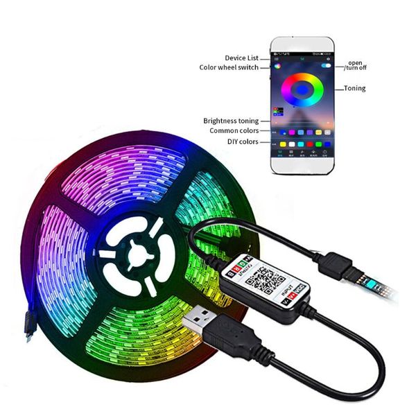 

strips led light strip bluetooth phone app control usb rgb decor smart lamp waterproof tv backlights,1/2/3/4//5m