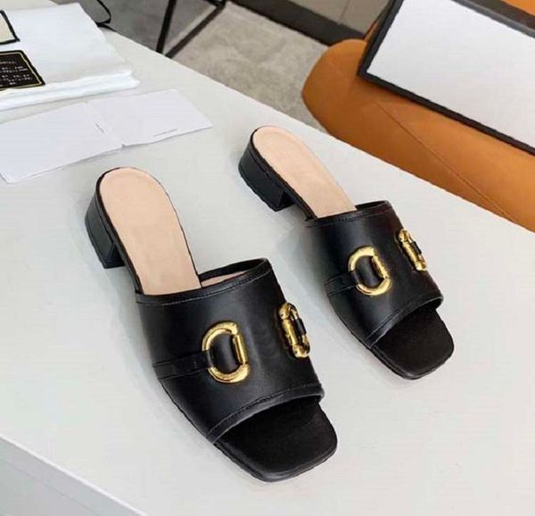 

women princetown loafers summer beach slippers classic metal buckle embroidery sandals ladies leather half slipper pattern slides5233984, Black
