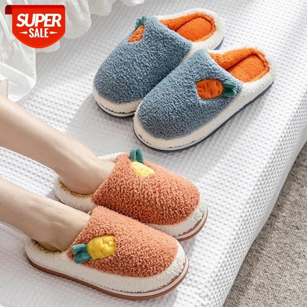 

women plush slippers winter warm candy patchwork carrot soft sole shoes men couples ladies home indoor bedroom slip on fur slide #tg4q, Black