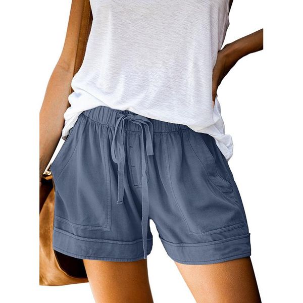 

women's shorts comfy drawstring splice sports summer fashion casual elastic waist pocketed loose plus size femmen, White;black