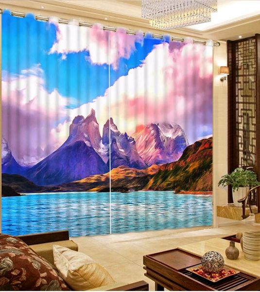 

curtain & drapes custom 3d beautiful colorful mountain view bed room living office el cortinas blackout fabric