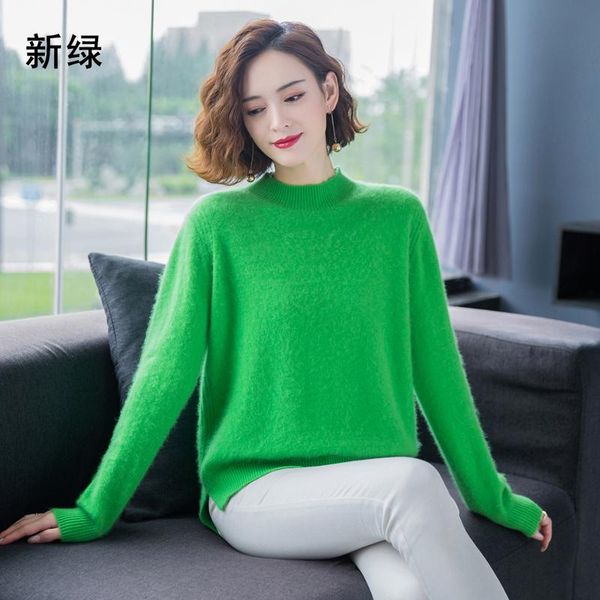 

women's sweaters fashion 100% mink cashmere knitted sweater women autumn winter turtleneck pullovers female long sleeve solid color, White;black
