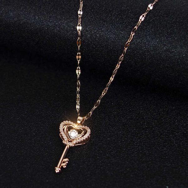 

designer necklace heart-shaped key pendant neck chain stainless steel jewelry 2021 korean fashion women initial s wholesale items, Silver