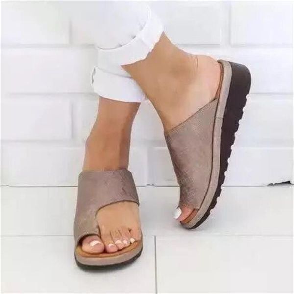

fashion women shoes flat sandals summer women sandals platform ladies big toe for correction shoes woman flip flop, Black