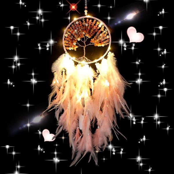 

decorative objects & figurines girl heart dream catching national feather ornaments lace ribbons feathers wrapped lights girls room decor dr