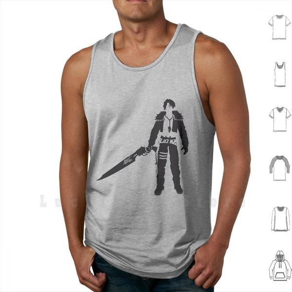 

squall tank vest 100% cotton final fantasy 8 vii cinema minimal movie film manga anime cinemalized leonhart fight, White;black