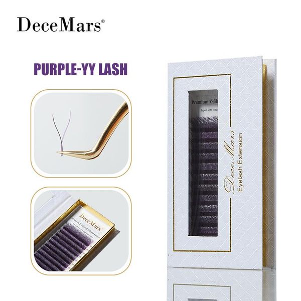 

false eyelashes decemars puple blue color yy eyelash extension colored lash