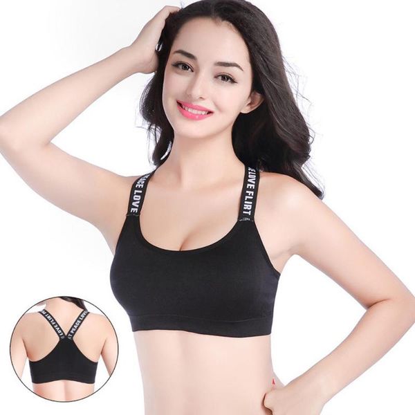 

women sports bra letter printed push up padded tank seamless fitness underwear female sportswear a20, White;black