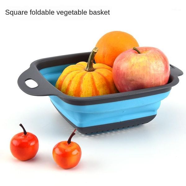 

storage bottles & jars folding drain basket creative retractable fruit box portable silicone kitchen vegetable