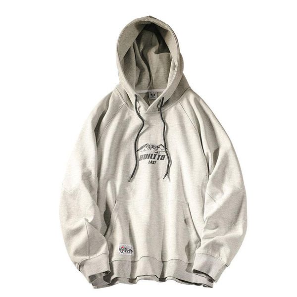 

men's hoodies & sweatshirts mountain light spring and autumn fashion brand printed drawstring hoodie casual loose teen pullover, Black