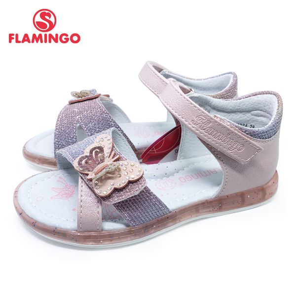 

flamingo 2021 summer kids sandalen hook& loop flat arched design chlid casual princess shoes size 27-32 for girls 211s-z6-2323, Black;red