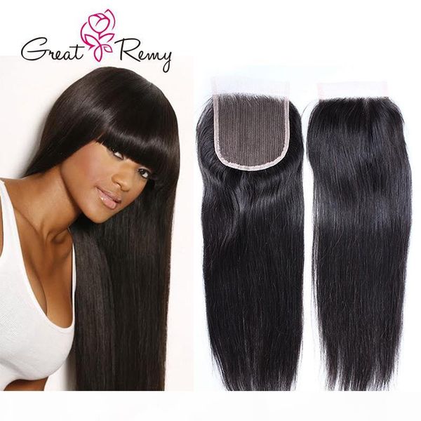 

greatremy 10a brazilian straight human hair pre-plucked grade closure with baby hair 12-18in natural color straight hair, Black;brown
