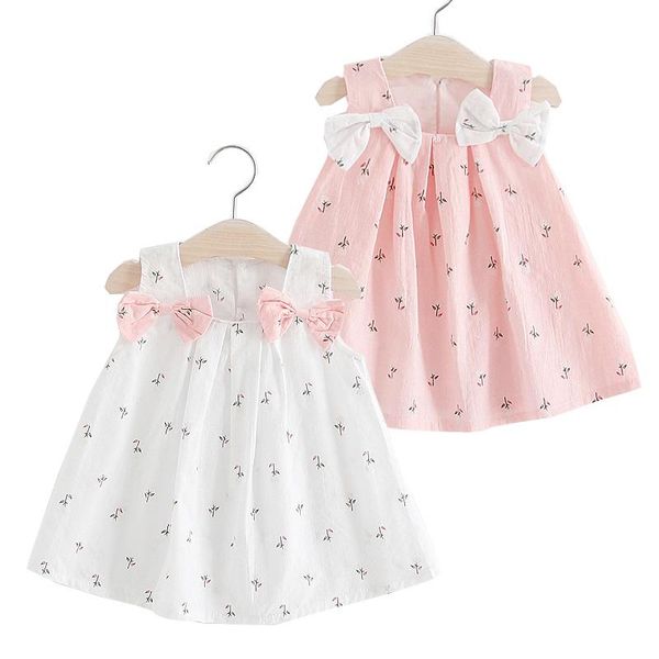 

girl's dresses bows baby girl summer dress cotton casual beach toddler outfits kids clothes, Red;yellow