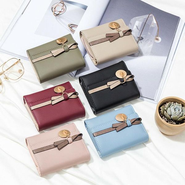 

wallets women leather leaves small short ladies wallet card purse coin holder clutch bag, Red;black