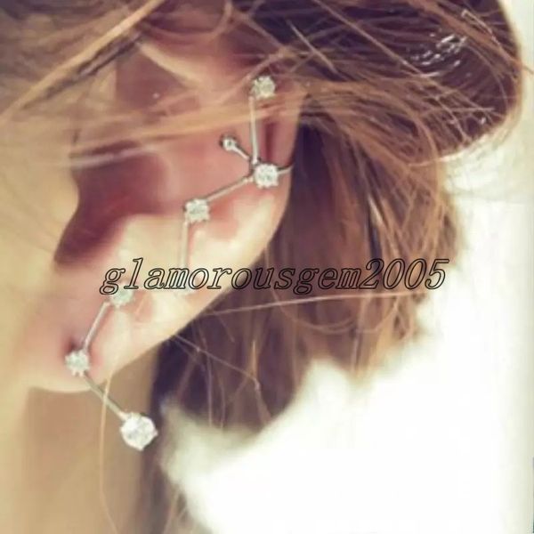 

fashion crystal ear cuff piercing clip on earrings charm jewelry bijoux boucle d'oreille clip for women, Silver