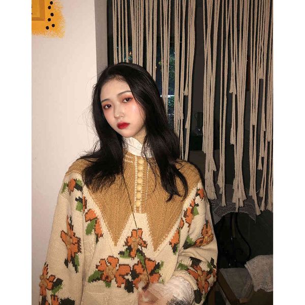 

women's sweaters retro embroidery sweater heavy industry thick line vitality girly fairy super vintage lazy my534 1meh, White;black