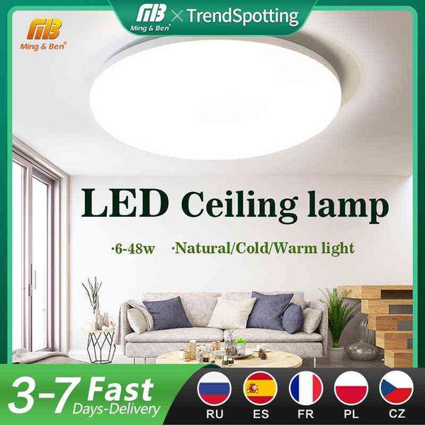 Ultradünne LED-Deckenleuchte, 48 W, 36 W, 24 W, 18 W, 9 W, 6 W, moderne Flächenleuchte im Wohnzimmer, Schlafzimmer, natürliches Licht, Oberflächenmontage-Leuchte W220307