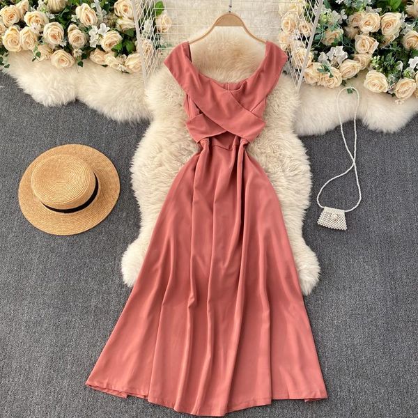 

casual dresses vintage women's bandage spaghetti strap long dress red/black/blue criss cross high waist vestidos female slim robe 2021, Black;gray