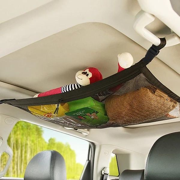 

stroller parts & accessories portable 80*58cm car roof storage net bag mesh pocket trunk interior bags adjustable auto organizer suitable fo