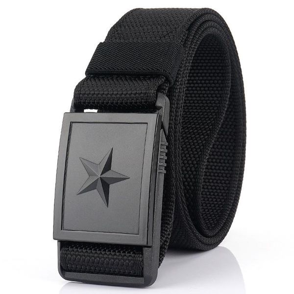 

belts 2021 army outdoor tactical men's belt five-pointed star lightweight canvas all-match casual hunting waistband, Black;brown