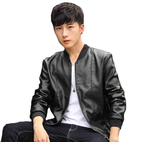 

zou fashion long sve motorcycle pu for new autumn winter coats plus size slim casual men ets, Black