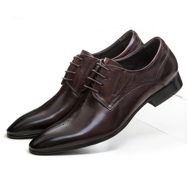 

dress shoes fashion brown / black pointed toe mens prom genuine leather business