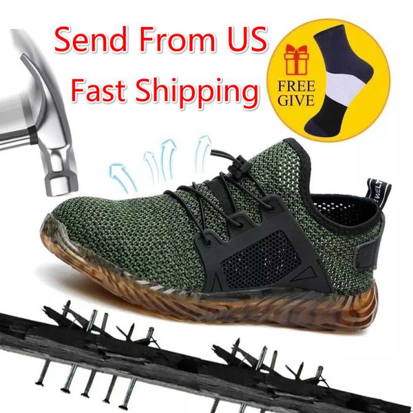 

dropshipping indestructible workshoes man and woman of steel toe safety air puncture-proof breathing shoes n1wu, Black