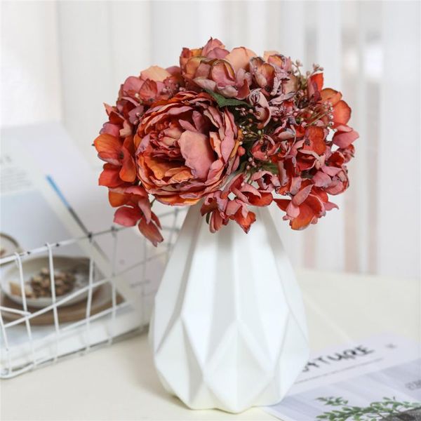 

decorative flowers & wreaths 1pc artificial bouquet silk rose hydrangea pastoralism imitation vase decoration for home wedding decor big bir