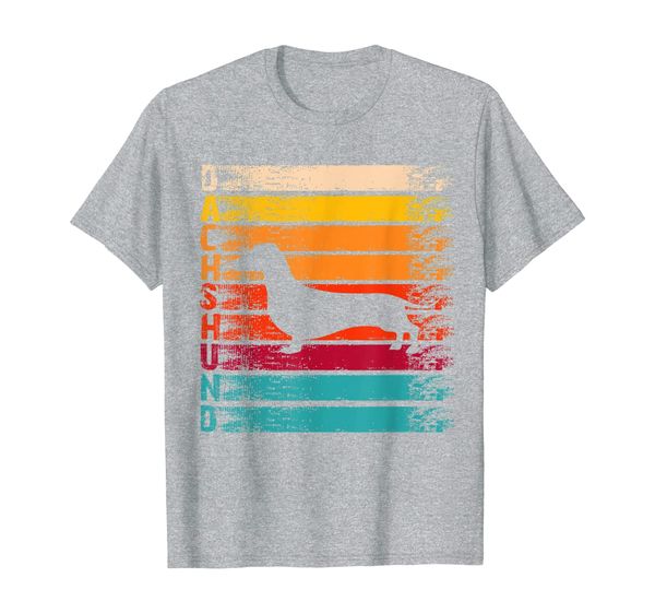 

retro distressed dachshund silhouette dog lover gift top, White;black