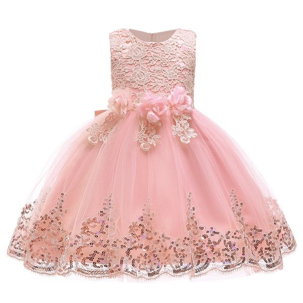 Sıcak grup çocuk giyim bebek kız yüksek kalite dantel düğün prenses elbise çocuk noel tatlı elbise moda elbise 210303