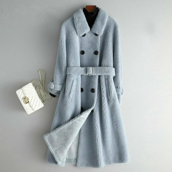 

women's fur & faux autumn wool winter coat women clothes 2021 korean vintage sheep shearling abrigo mujer ux21190mtz819040 zt2878, Black
