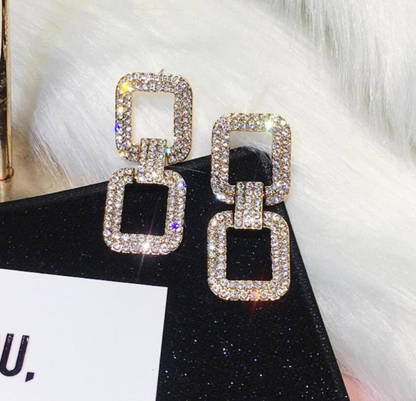 

exaggerated full rectangular earrings feminine temperament simple long earrings