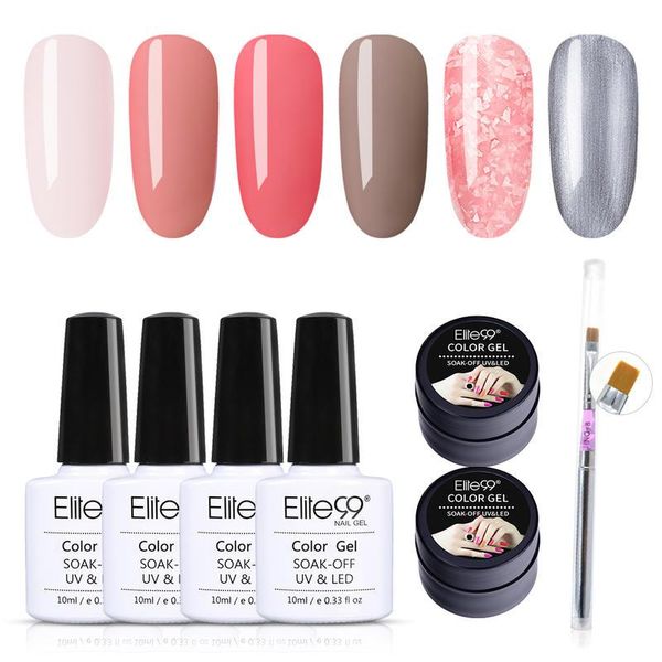 

nail art kits elite99 6pcs gel polish+nail pen gift set soak off uv led arts varnish primer manicure salon 10ml