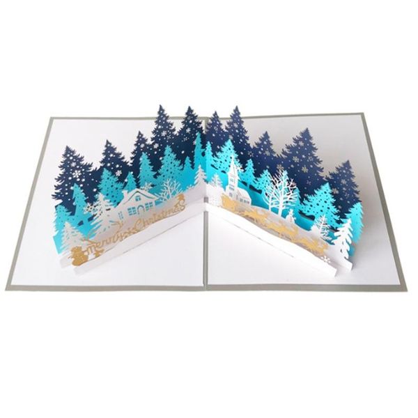 

greeting cards merry christmas tree winter gift -up decorati h58c
