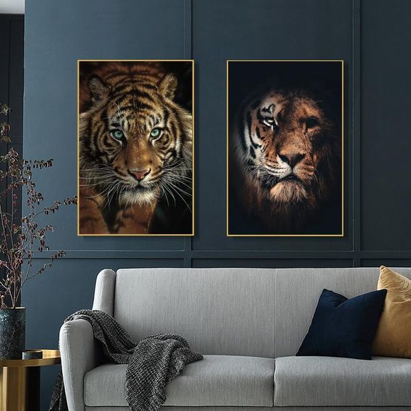 

african wild tigers animals canvas painting on the wall posters and prints wall art decorative pictures for living room cuadros