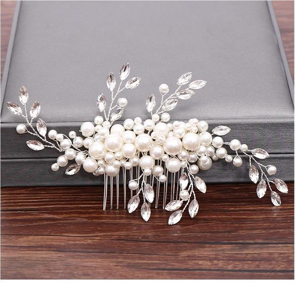 

wedding hair combs bridal hair accessories for women hair jewelry silver color pearl rhinestone head jewelry women acc qylkqm