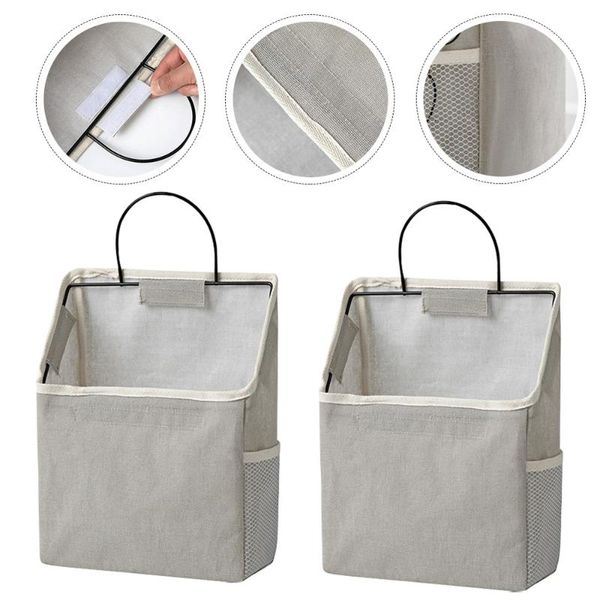 

storage bags 2sets hanging bag practical grocery pouch door wall grey