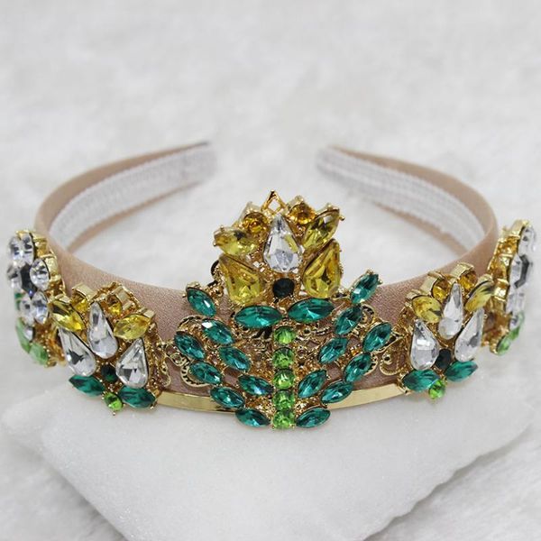 

hair clips & barrettes 2021 baroque crystal gem crown hoop hairpin headband catwalk ornaments female 1426, Golden;silver
