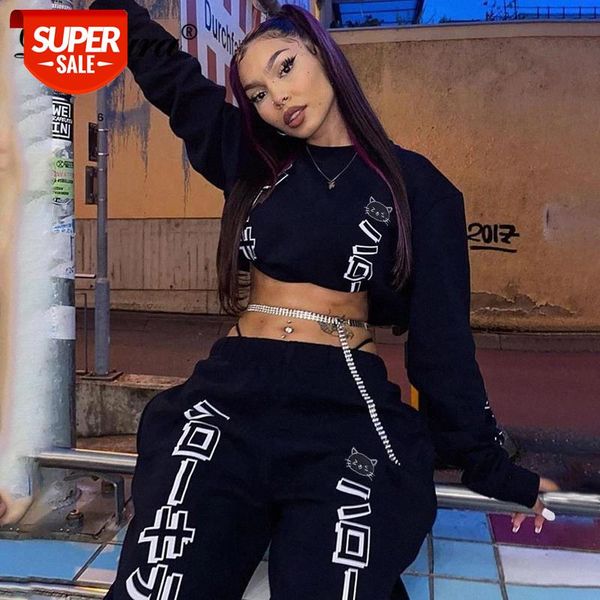 

dulzura japanese print women two pieces pullover long sleeve sweatshirt sweatpants set loose oversized tracksuit sporty outfit #he1a, White