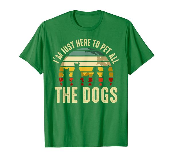 

i'm just here to pet all the dogs vintage retro pet puppy t-shirt, White;black