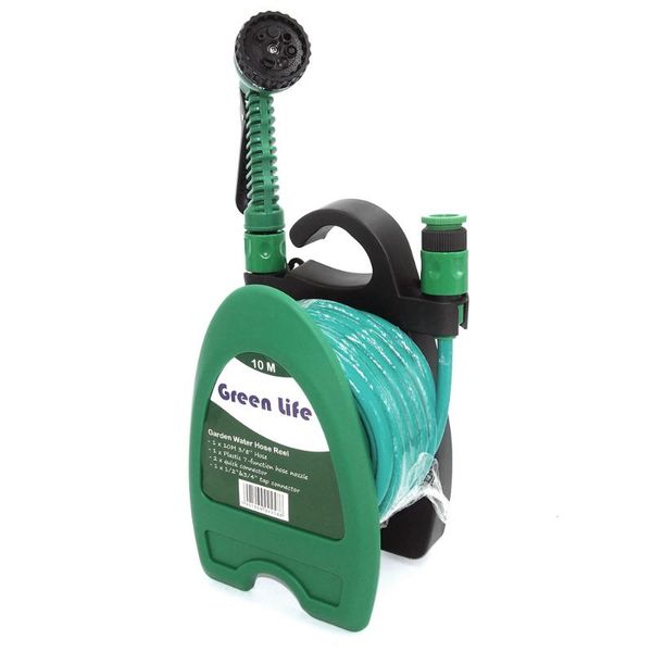 

watering equipments 10m garden pipe hose reel cart with water spray gun set mini portable agricultural home storage