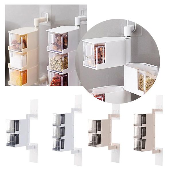 

storage bottles & jars multi-tier spice rack 360 degree rotating seasoning container wall mounted condiments boxkitchen organizer