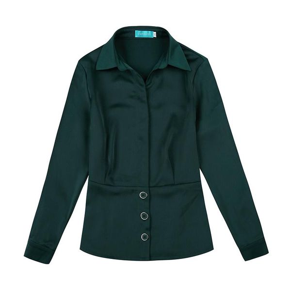 

women's blouses & shirts 2021 spring women full sleeve slim blouse shirt green black 9690, White
