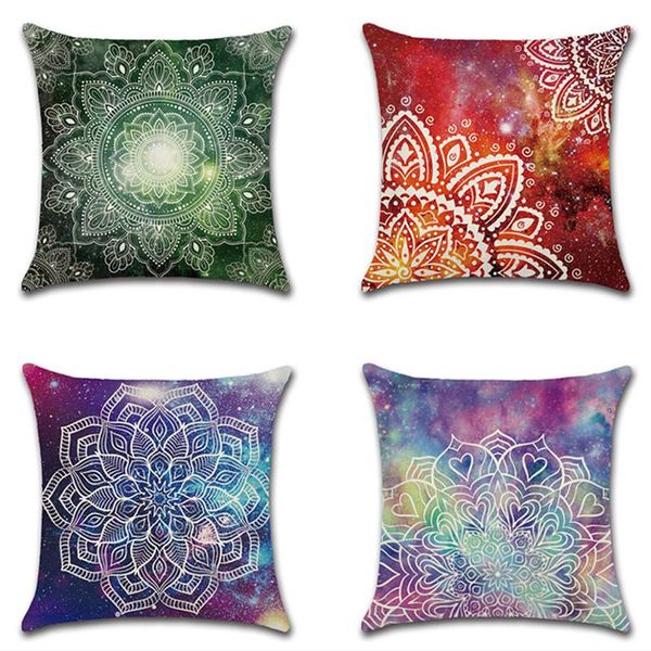 

pillow case mandala decorative covers pattern cushion square cotton linen cases sofa pillowcase 45*45cm