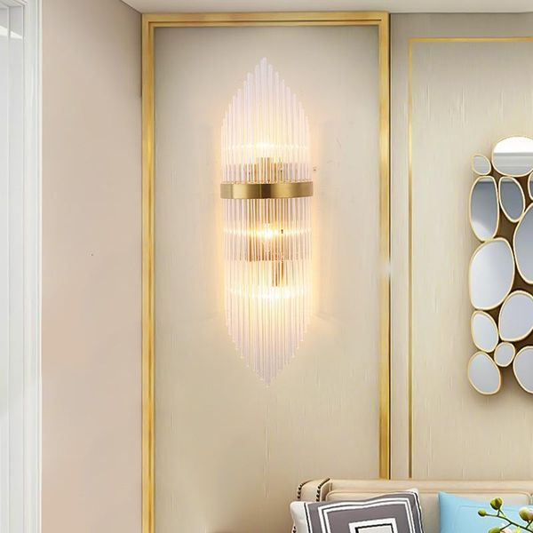 

wall lamp american european post modern golden metal crystal glass tube light led for villa el foyer living room sconce